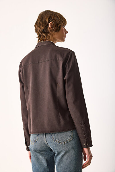 VENA Sydney Brown Slim Fit Jean Shirt(Tm)-Brown