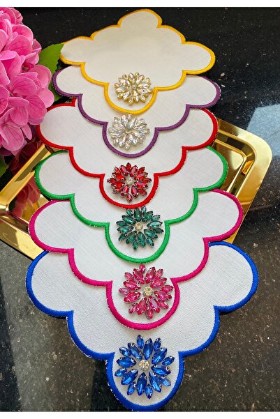 ELÇİÇEK HOME منديل تقديم، منديل كوكتيل، منديل تقديم القهوة 6 قطع