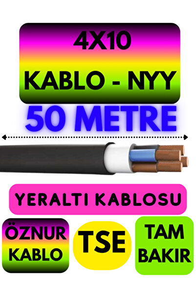 Avarson Öznur 4X10 NYY (Yeraltı Kablosu) Metre Seçenekli 50 METRE