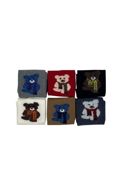 FENRA STUDIO MAVİ TEDDY BEAR AYICIK DESENLİ SEVİMLİ KADIN ÇORAP