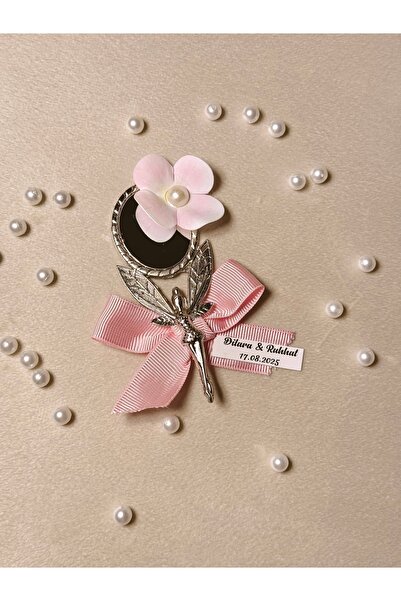 Florial Design 10 Adet Kişiye özel etiketli fiyonk ve çiçek detaylı melek ayn...