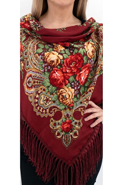 OMS Batic grena cu franjuri 107×107 cm