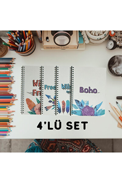 KarmaOfis A5 спіральний богемський зошит, 40 аркушів, 4 штуки (без лінійок)