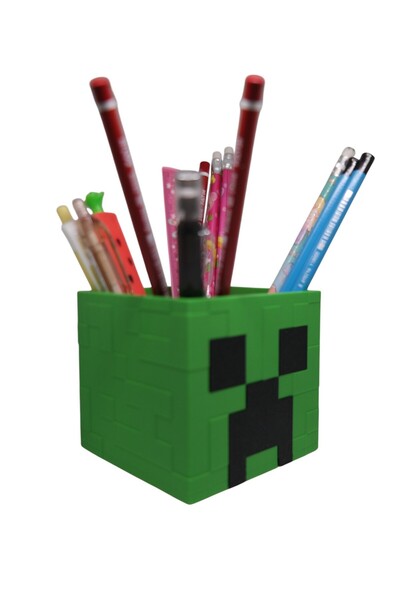 Uzman3D Minecraft Kalemlik (4 Bölmeli) / Minecraft Anahtarlık Hediyeli