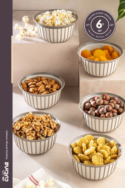 Stile Cucina Linea 6-Piece Practical Snack Bowl Beige 1 Liter