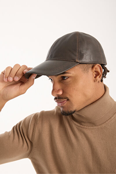 OX-RA Classic Coffee Colored Plain Visor Leather Baseball Cap