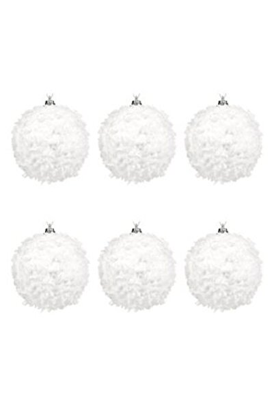 SHOPIENS White Sagre Pattern Christmas Bauble Set Ø8 cm - 6 pcs
