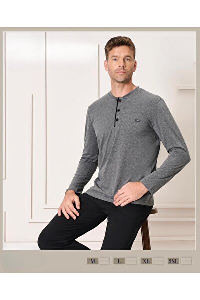 İpek Men's Long Sleeve 100% Cotton Pajama Set