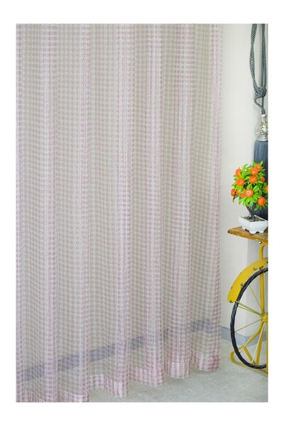 Ran Perde Düz Dökümlü File Tül Perde - Pudra Pembe- Pileli Dikim - 1e2,5 Pile