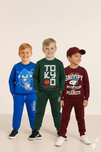 LİTTLE TORTOİSE Σετ αθλητικής φόρμας χειμερινής μπλούζας για αγόρια (Σετ 3 τε...