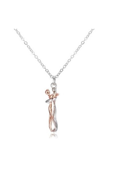 KESNUP Colier cu pandantiv 2 îndrăgostiți, figurină cuplu îmbrățișat, roz / a...