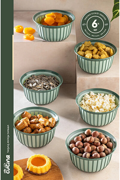 Stile Cucina Linea 6-Piece Practical Snack Bowl Green 1 Liter