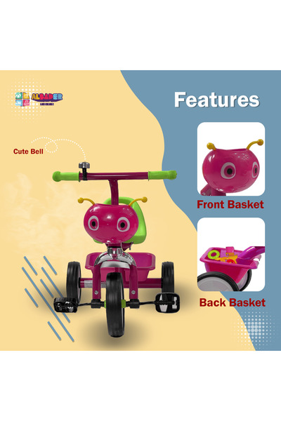 ALBADER Baby Tricycle, Bike With Double Basket Bee Desgin, Tricycle For Toddlers, Kids Bike