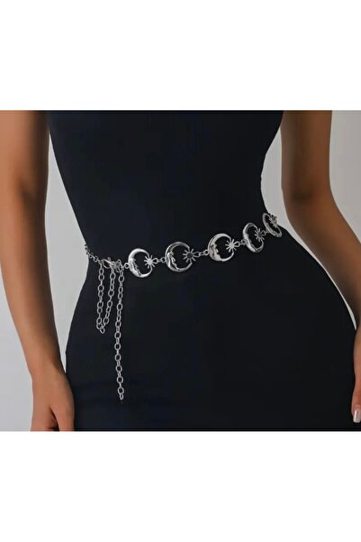 monalisatoka Kadın Gümüş Ay Güneş Detaylı Vücut & Bel & Elbise & Etek & Panto...