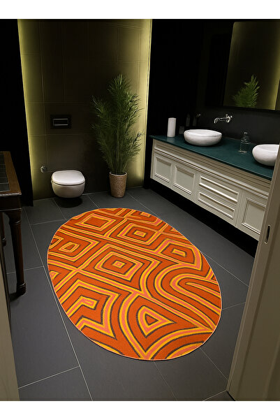 Rugs Modern Halı Mosso Abstract Geometric Patterned Woven Base in Orange Tone...