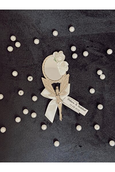 Florial Design 10 Adet Kişiye özel etiketli fiyonk ve gül detaylı melek ayna ...