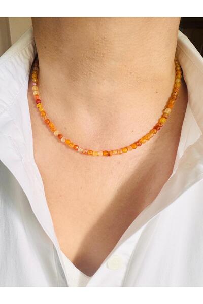DEVİ fashion Agate Natural Stone Necklace 43 cm
