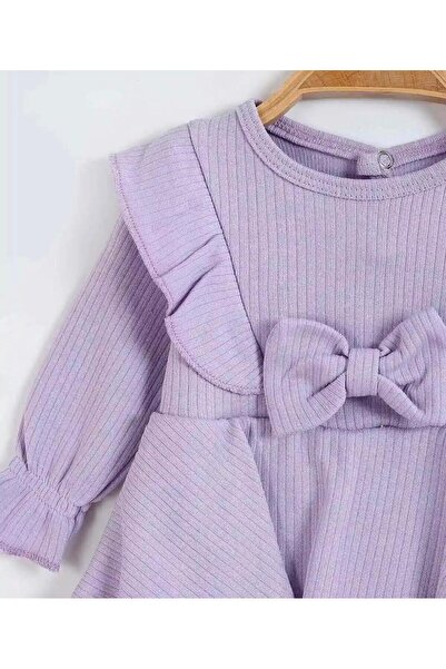 TAHA BEBE Saç Bantlı Kız Bebek Uzunkollu Çıtçıtlı Elbise