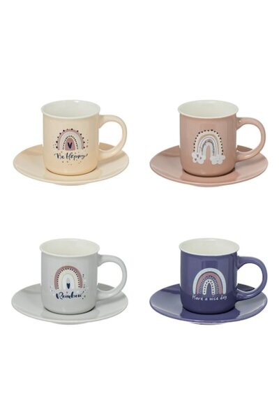 SHOPIENS Set 4 coffee cups New Bone Shopiens®, 4 delicate colors with rainbow...