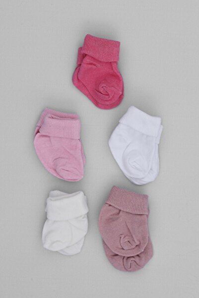 Yumilio Organic Baby Girl Socks Made of Cotton Yarn, Pack of 5