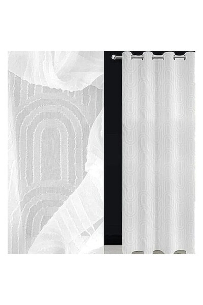oemco Decorative Curtain, RiccAde, 140x260 White with Rainbow Relief and Rings