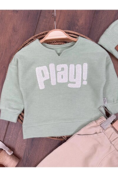 ADDA Embroidered Printed Sweatshirt Canvas Pants with Beret 3-Piece Baby Boy Set