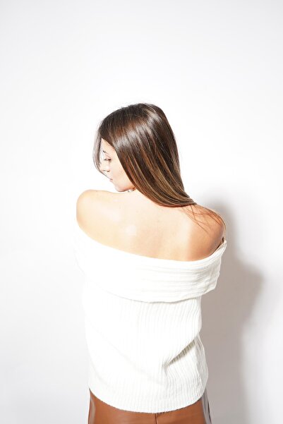 Pafi Moda Pulover Yapre Madonna Şardon alb