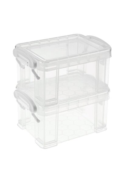 SHOPIENS Set 2 cutii de organizare din plastic Shopiens®, transparente cu cap...