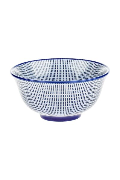 SHOPIENS Ceramic serving bowl Shopiens®, white with blue stripes, round, 250 ml