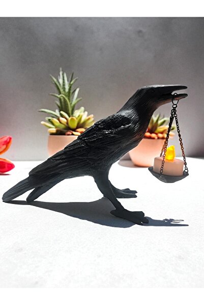 imosas Dekoratif Karga Mumluk | Şamdan Biblo | Gotik Tarz Ev ve Ofis Aksesuarı