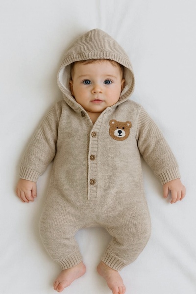 GizaKids İçi Welsoft Peluş Dışı Triko Örgü Bebek Astronot Tulum | Kız Erkek U...