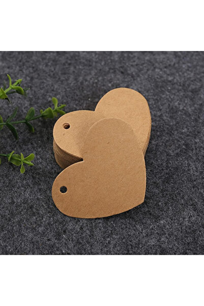 MK Ambalaj 200 Adet Kesit Kraft !! Delikli Kalp Karton Etiket Ürün Kartı - İP...