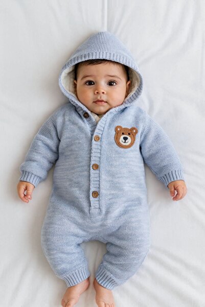 GizaKids İçi Welsoft Peluş Dışı Triko Örgü Bebek Astronot Tulum | Kız Erkek U...