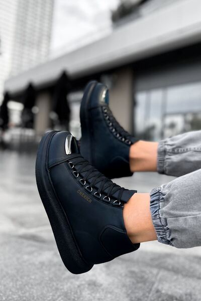 Zerenyus Ανδρικές χειμερινές μπότες Roma Mirror Lace-up Μαύρες