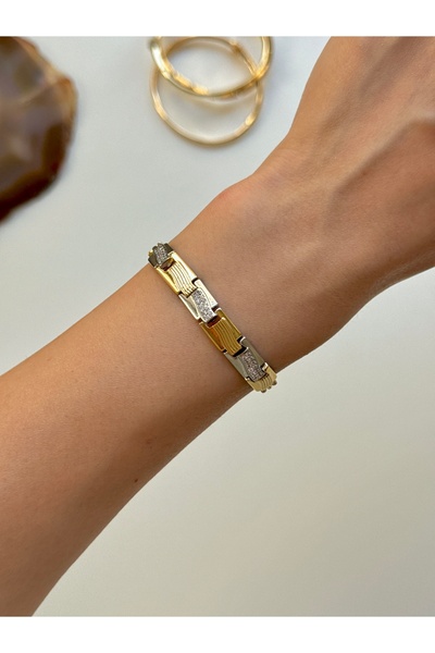 YOUES JEWELRY سلسلة MIX LUX سوار ذهبي فضي اللون لا يبهت لونه، نموذج مجوهرات للنساء، سوار واحد