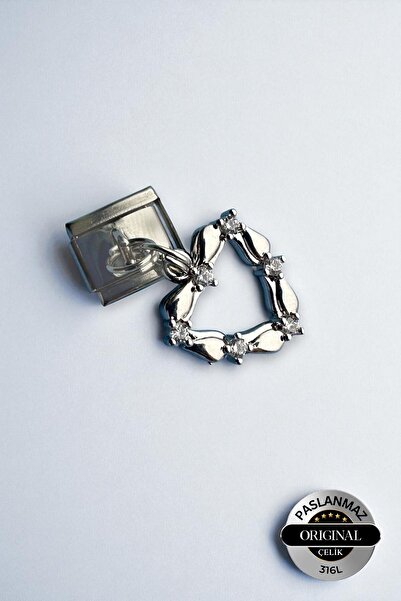 Lynare Italian Charm Bracelet Charm Ivy Heart Zircon Stone Model 1 Piece