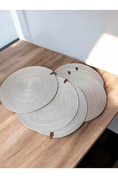 RİVO HOME DECOR طقم من 6 قطع من أدوات المائدة المحبوكة يدويًا، صحن وطبق تقديم أمريكي 35 سم