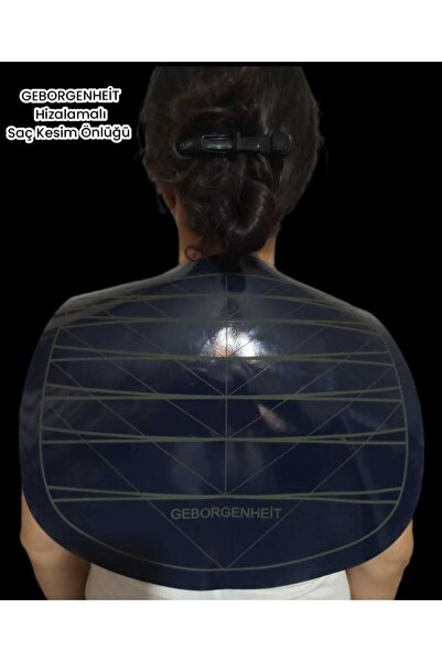 geborgenheit Women's Hairdresser Professional Haircutting Alignment Apron Navy Blue Patent Leather Faux Leather