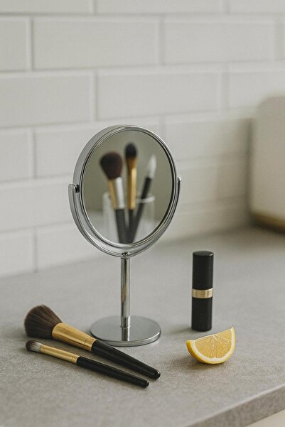 MEYA PİNE Büyüteçli Ayna Makyaj Aynası Paslanmaz Çelik Ayna Küçük Boy