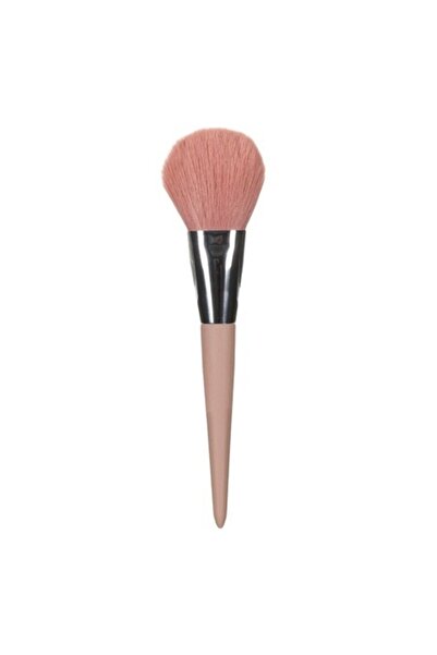 SHOPIENS Pensulă pentru pudră și blush cu peri roz, mâner roz nud, 19 cm