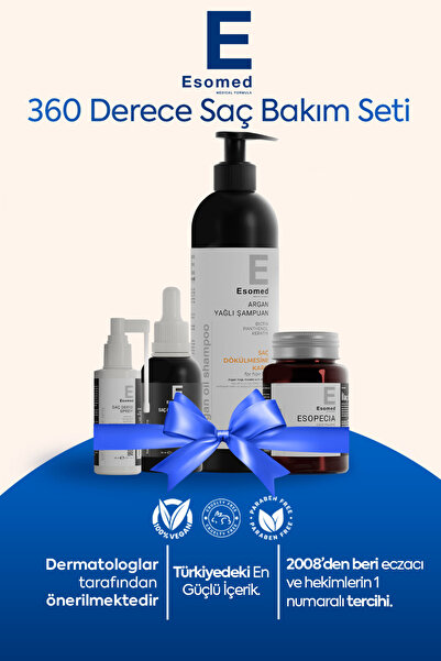 Esomed Saç Bakım Seti Argan Şampuanı - Saç Sakal Serumu - Dökülme Karşıtı Sprey - Kolajen Keratin Tablet