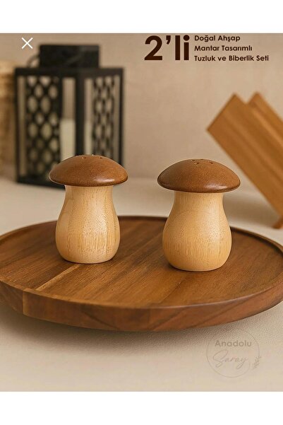 Generic Brand Set of 2 Natural Bamboo Cork Design Salt and Pepper Shakers |   Spice Rack with Stylish Presentation Mushroom Design