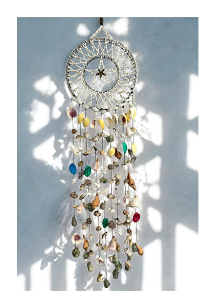 Home Yıldız İşlemeli Deniz Kabuğu Rüzgar Çanı BÜYÜK BOY