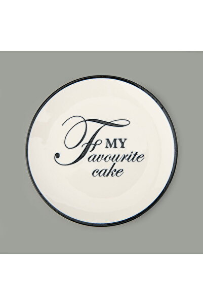 MATMEL طبق حلوى بورسلين على شكل زهرة - أسود / كريمي - 19 سم