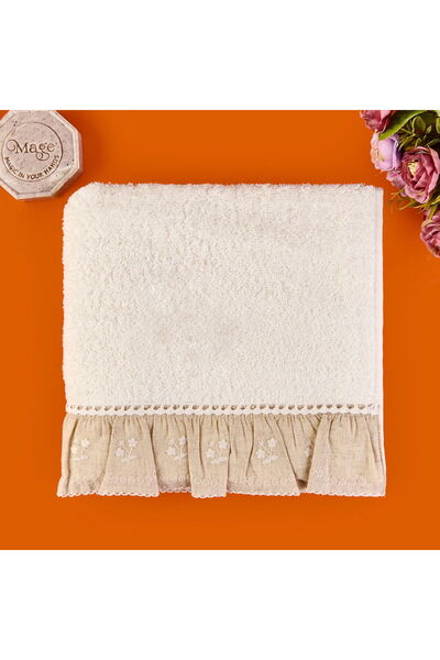 ASPARTAM Prosop de față cu model de flori Soft French Cottage - Ecru - 50x90 cm