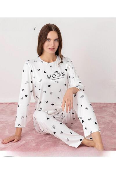 Pijamoni Γυναικείο σετ πιτζάμες με μακρύ μανίκι με λαιμόκοψη Milan 7600/42 - 1 τεμάχιο