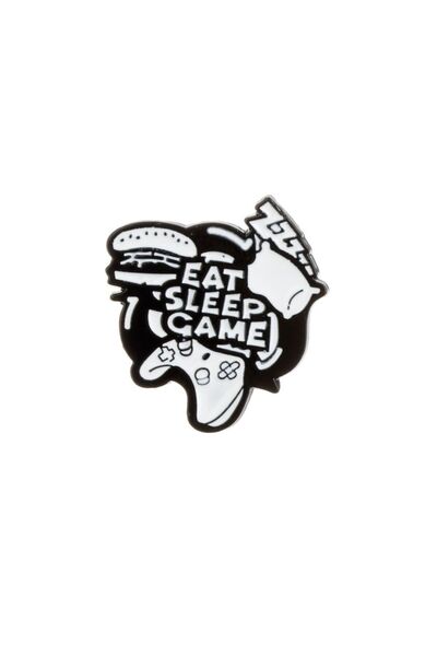 SHOPIENS Set 2 Metal Enamel Pins Eat Sleep Game and Game Over, Accessories for Gamers