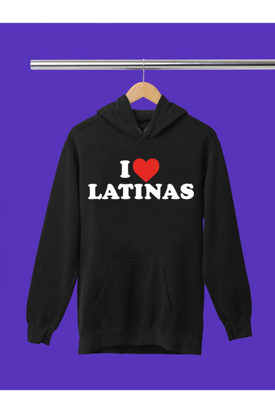 MAGORS سترة رياضية بقلنسوة مطبوعة بعبارة 'أحب النساء اللاتينيات' مصنوعة من ال...