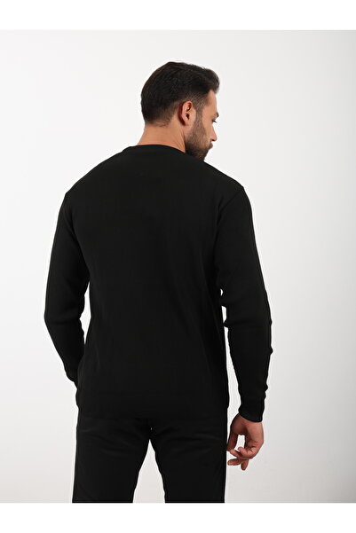 VALERO Men's Standard Fit Regular Cut Crew Neck Black Knitwear Sweater