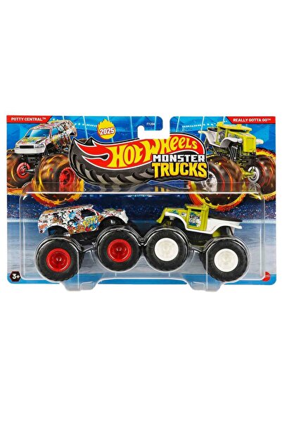 HOT WHEELS Monster Trucks Güçlü İkili 1:64 Arabalar Potty Central ve Really G...